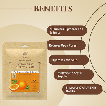Vitamin C & E With Hyaluronic Acid Ayurvedic Serum Sheet Mask For Anti-Ageing & Brightening (Pack Of 3)